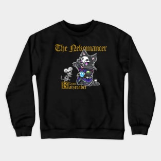 Fantasy Kittens Serie: the Nekomancer - necromancer cat and skeleton mice - Variant Golden Texts Crewneck Sweatshirt